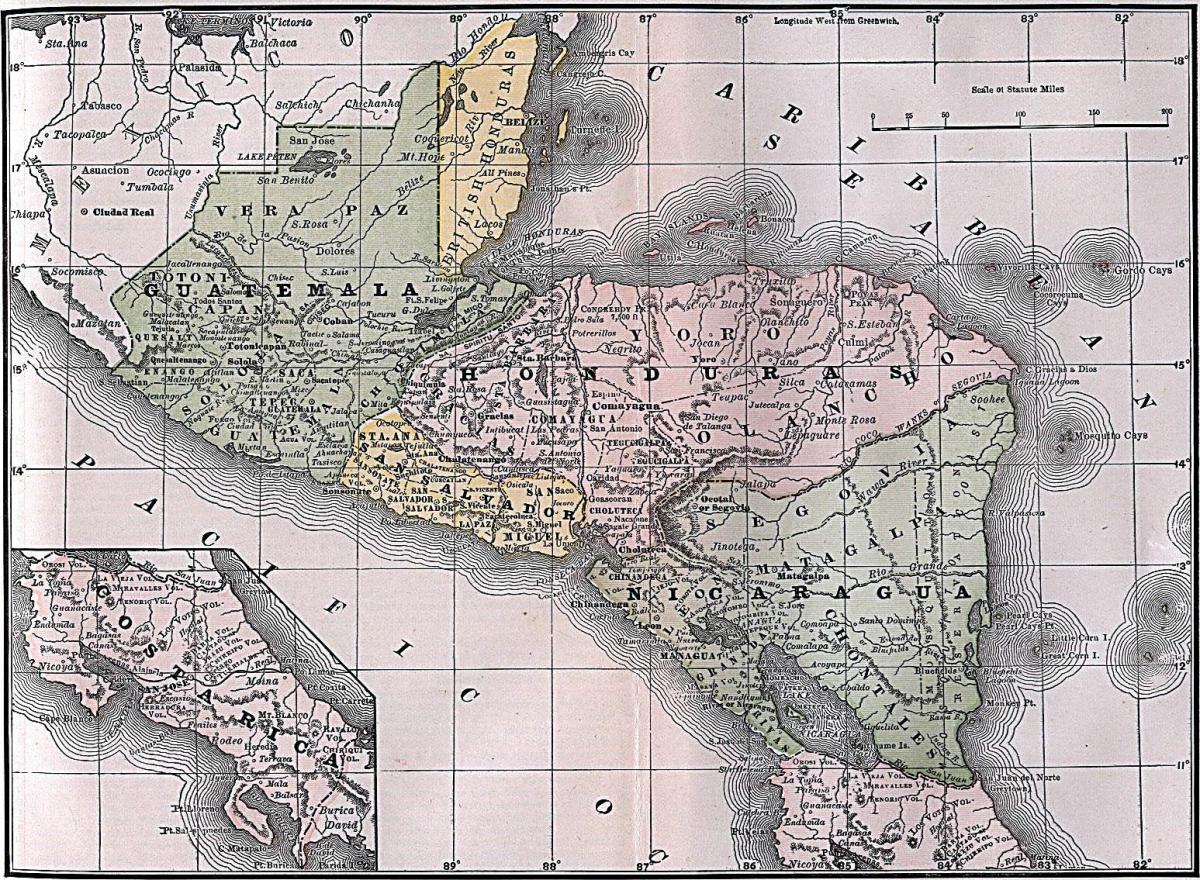 kart av britisk Honduras