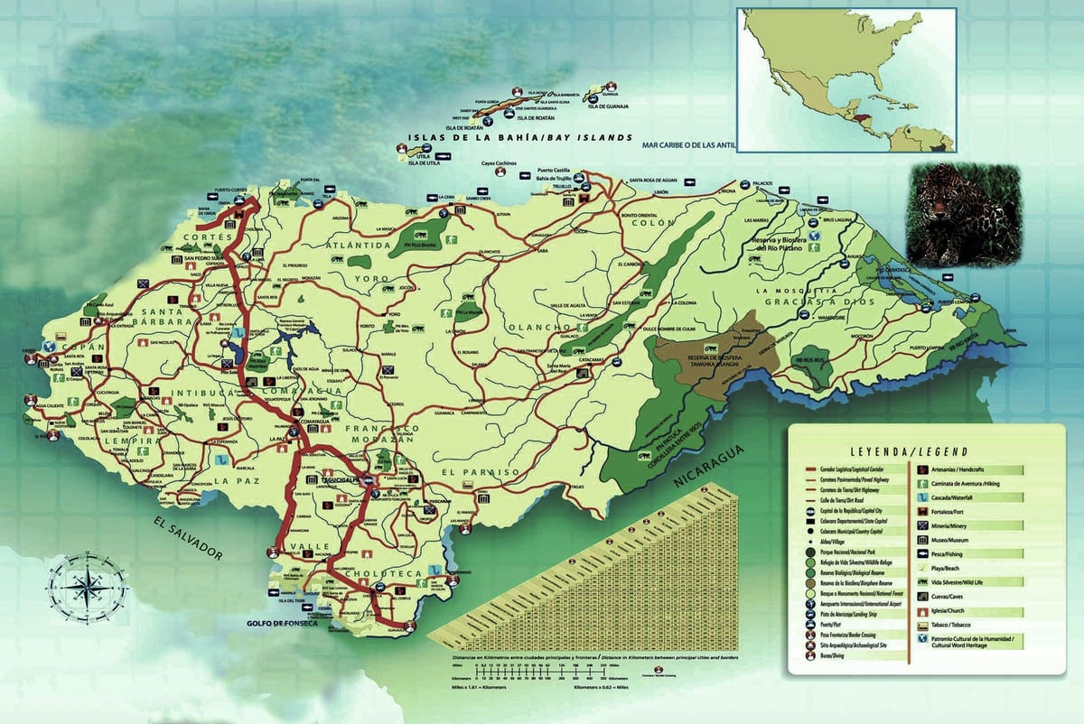 kart over Honduras geografi