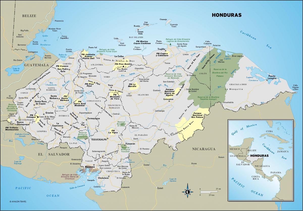 et kart av Honduras 