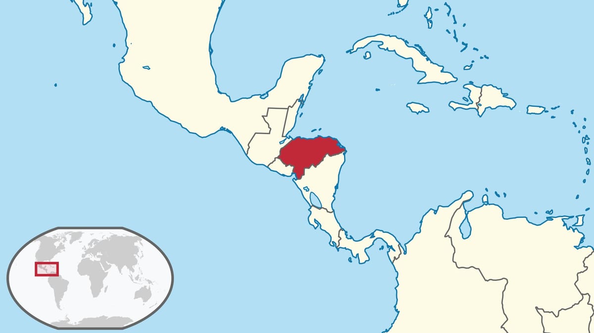 kart over Honduras kontinentet