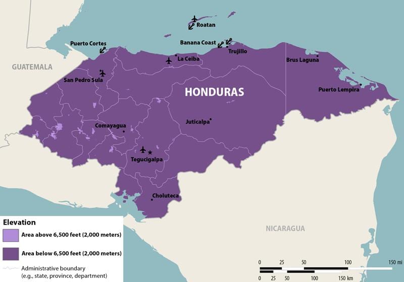 kart over Honduras zika