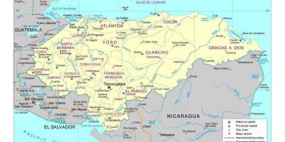 Honduras kart med byer