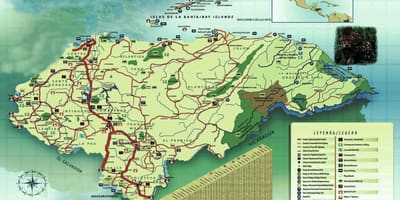 Kart over Honduras geografi