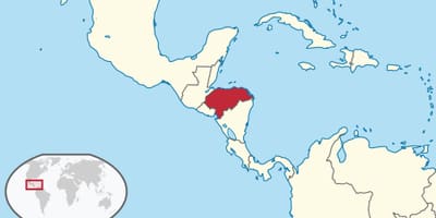 Kart over Honduras kontinentet
