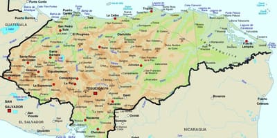 Kart av Honduras og omkringliggende land