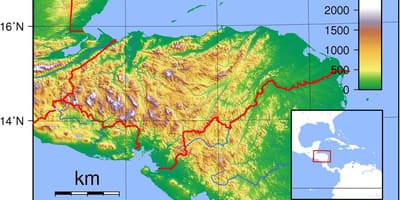 Kart over Honduras topografiske