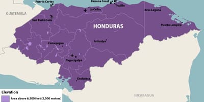 Kart over Honduras zika