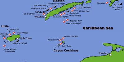 Øyene Honduras kart