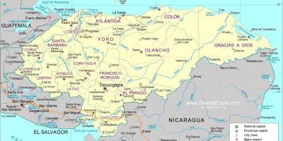 Kart av politiske kartet av Honduras